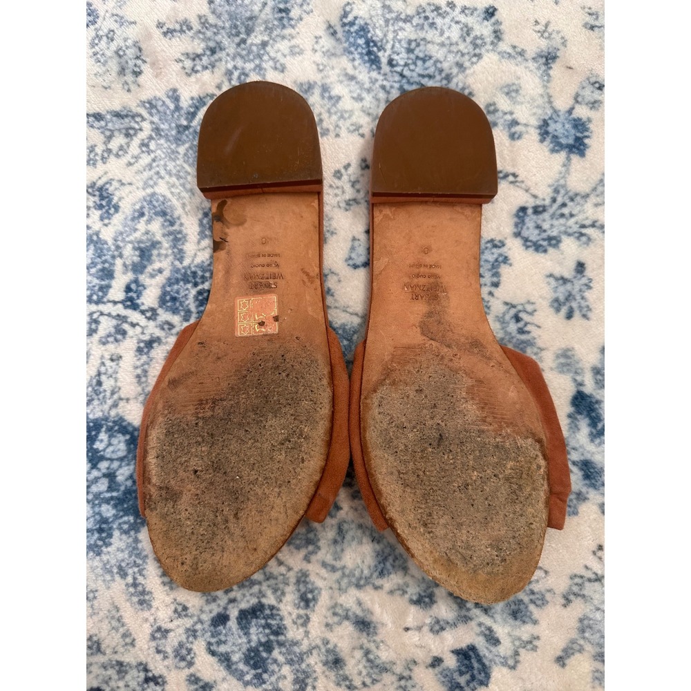 Stuart Weitzman Suede Knotted Slide Sandals Terracotta peach Size 8 - Picture 2 of 2